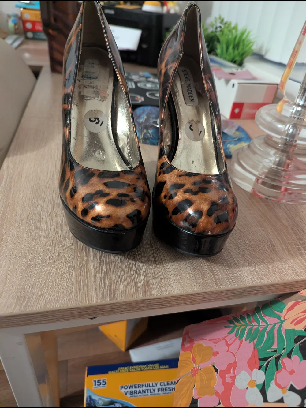 Steve Madden Leopard Print Platform Wedges in Brown and Black